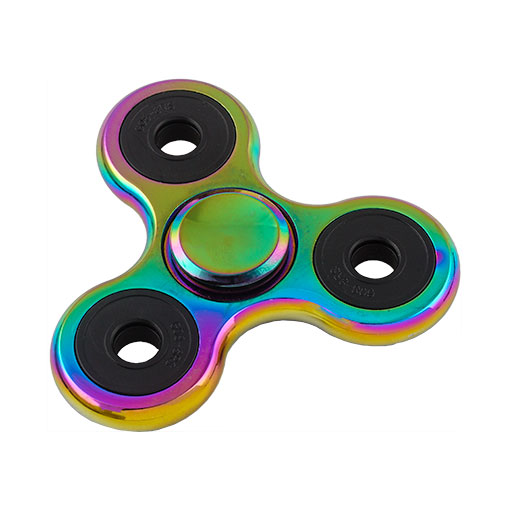 2 PACK Rainbow 3 Side Tri Fidget Spinner Premium Metal Colorful Multi Color 